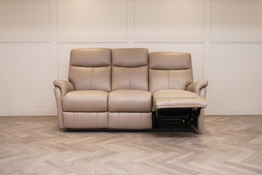 Verona 3 Seater Manual Reclining Leather Sofa, Premium Cocoa