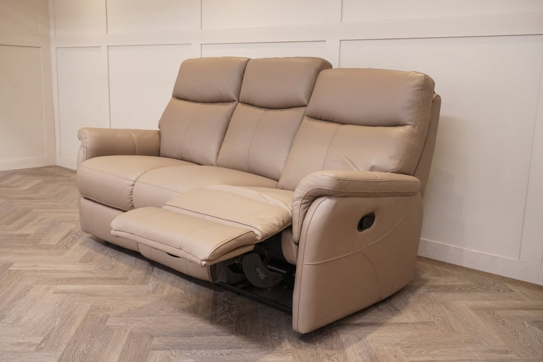 Verona 3 Seater Manual Reclining Leather Sofa, Premium Cocoa