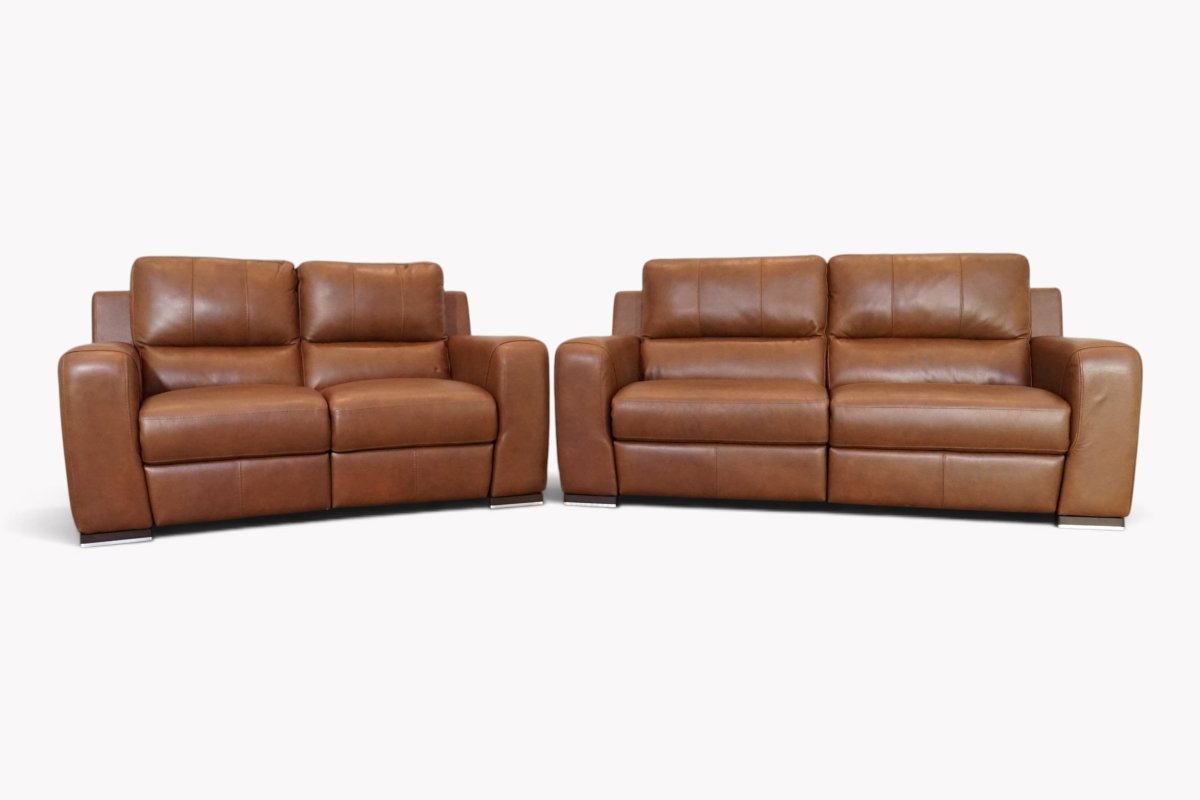 Viali 3 & 2 Seater Leather Power Reclining Sofa Set, Woolrich Brown