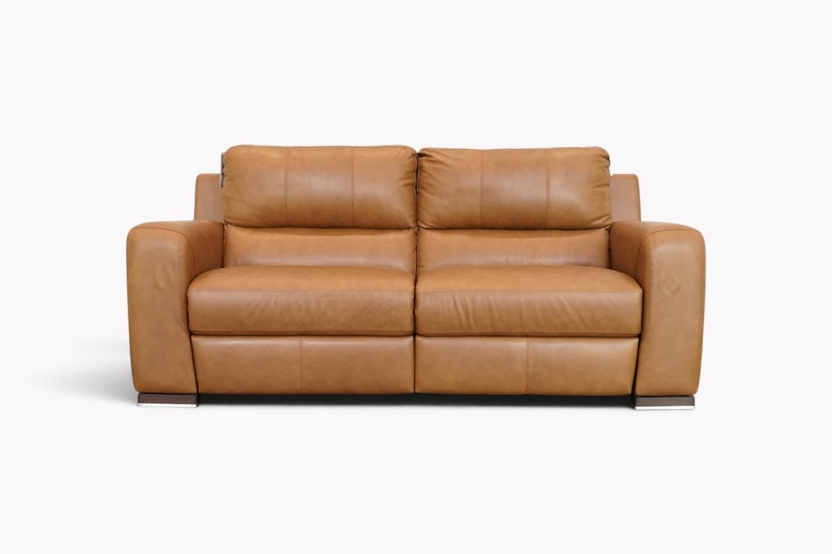Viali 3 Seater Leather Power Reclining Sofa, Tan Brown Leather