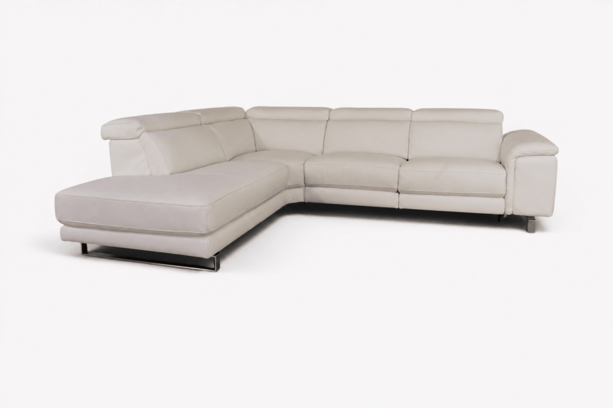 Viserba 2 Corner 3 Power End Reclining Chaise, White Leather