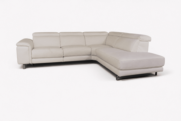 Viserba 2 Corner 3 Power End Reclining Chaise, White Leather