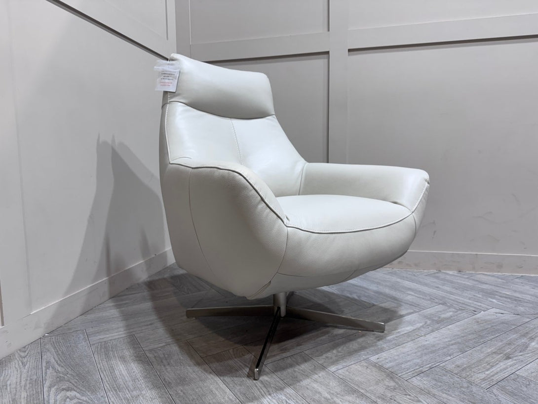 Watson Leather Swivel Chair, Bijous Frost