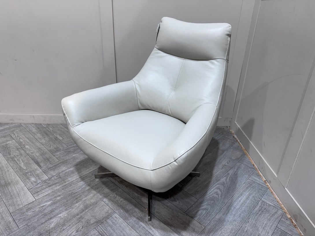 Watson Leather Swivel Chair, Bijous Frost