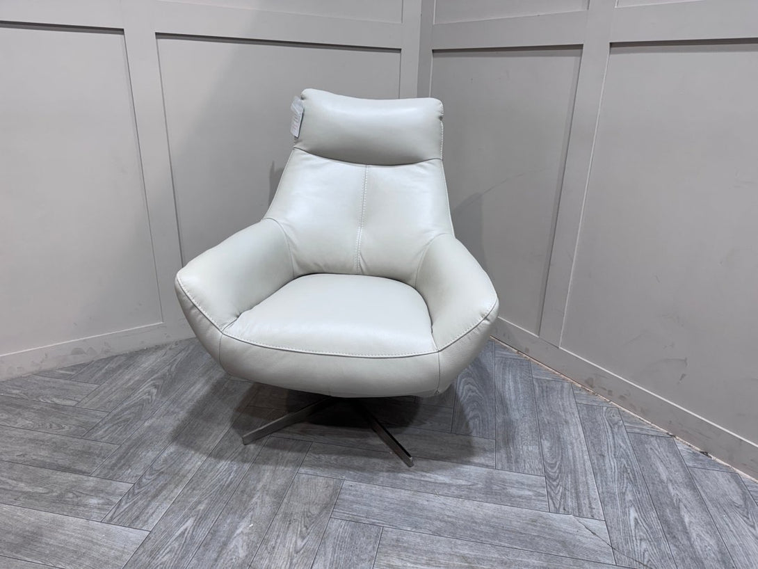 Watson Leather Swivel Chair, Bijous Frost