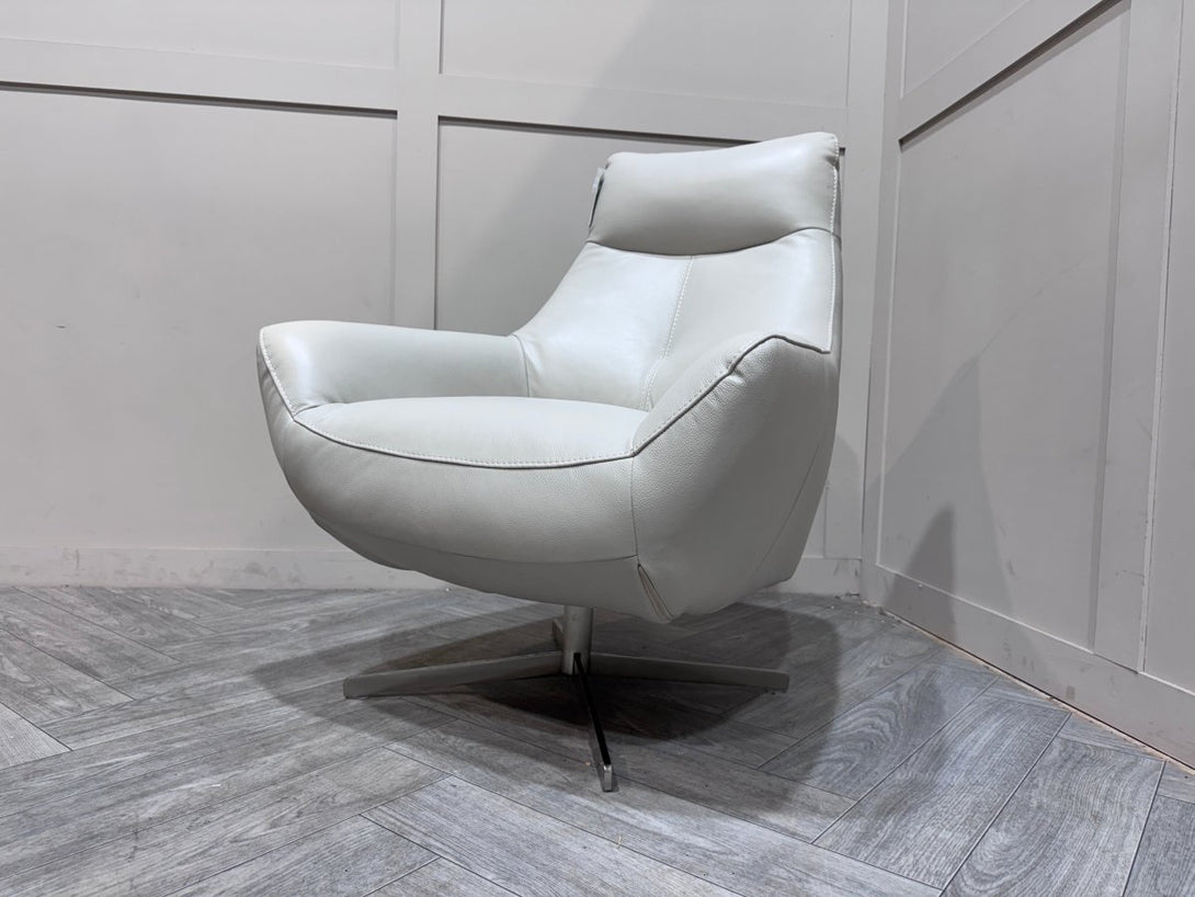 Watson Leather Swivel Chair, Bijous Frost