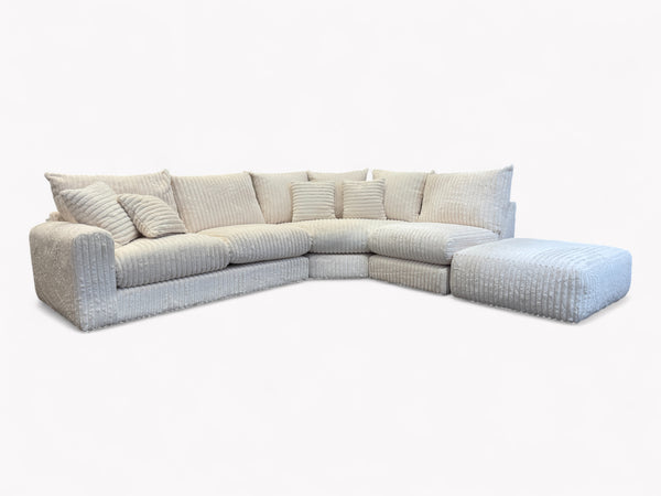 Ravelle Right Hand Open Corner Sofa, Chunky Cord Cream