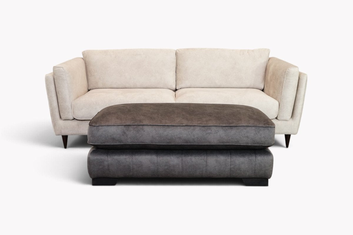 Windsor 4 Seater Sofa Dapple Cream & Contrast Footstool, Dapple Mink