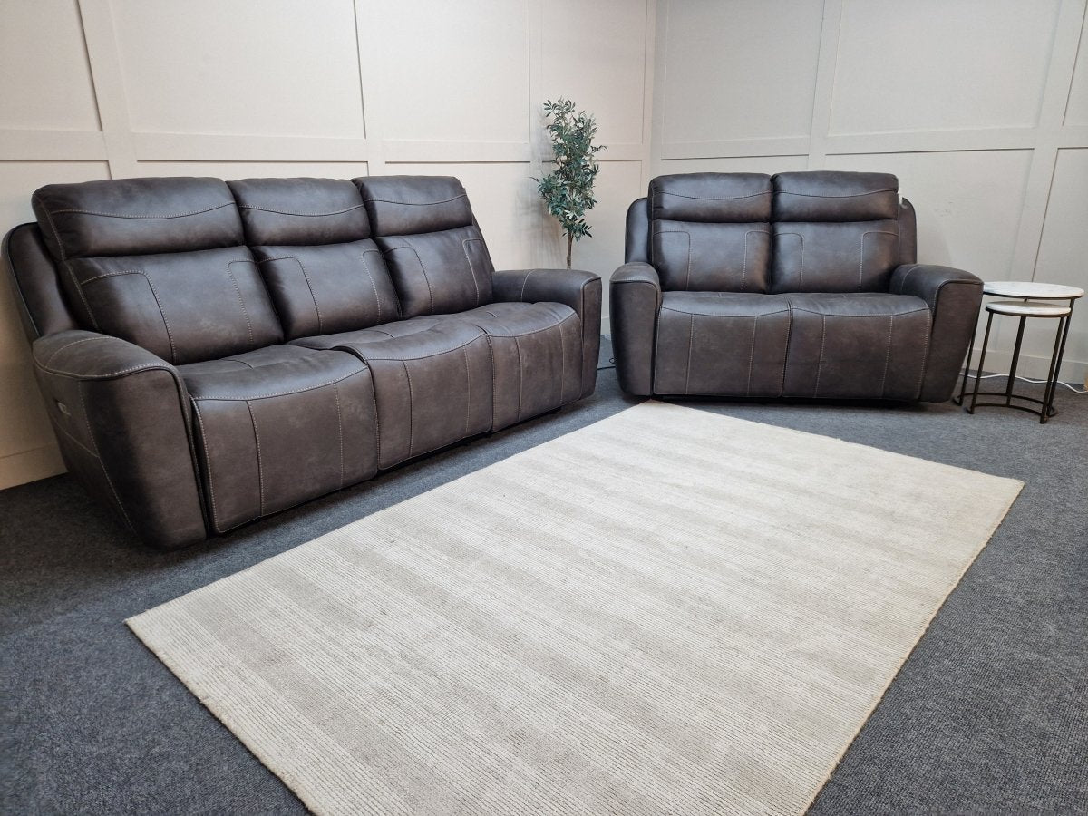 Eiger 3 Seater 2 Seater Electric Reclining Sofa Set Graphite