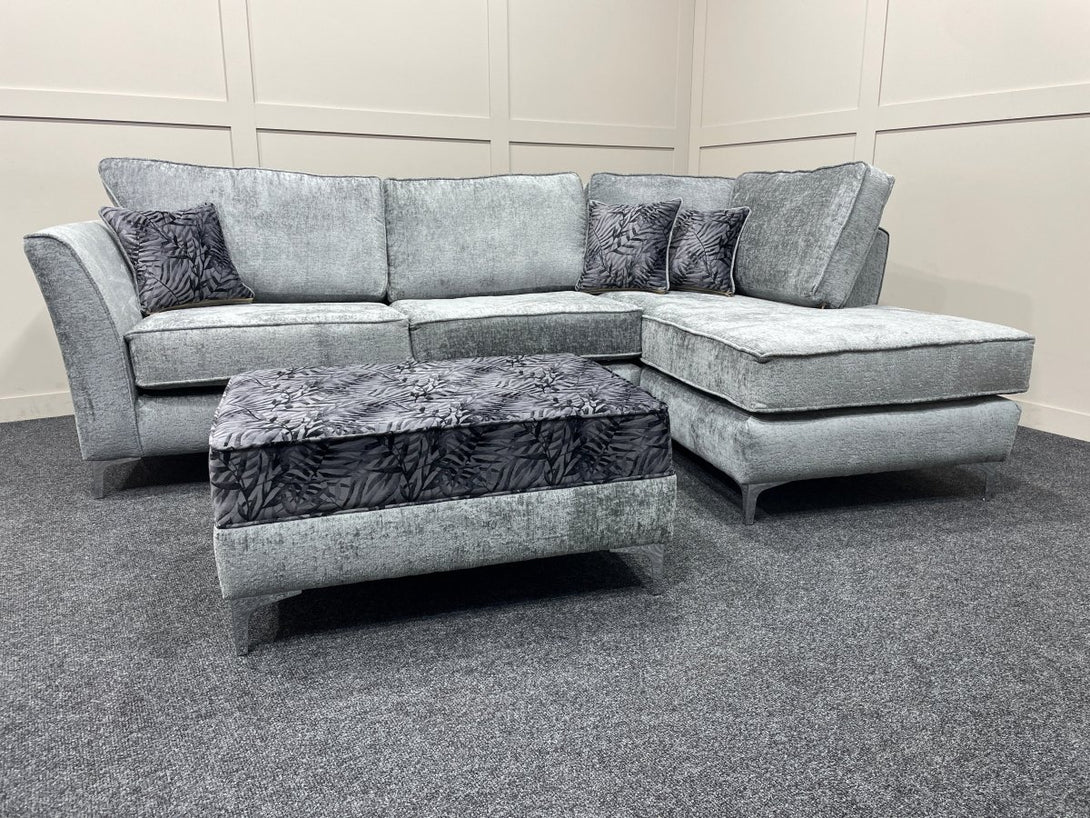 Sasha Corner Chaise Sofa, Madrid Nickel