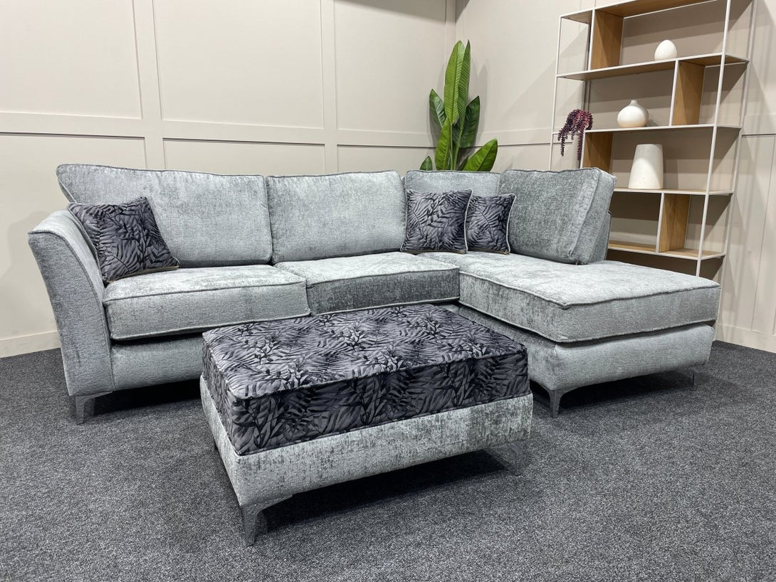 Sasha Corner Chaise Sofa, Madrid Nickel